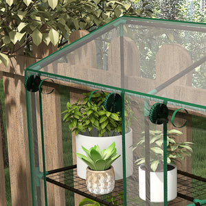 Lean-to Greenhouse with 3 Tier Shelves, 56.3" x 18.1" x 59.4" Portable Small Greenhouse with 2 Roll-Up Zippered Doors, Transparent Plastic Cover, for Indoor Outdoor Garden Backyard, Clear