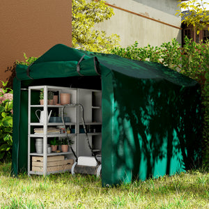 7' x 5' Garden Storage Tent, UV Resistant Bike Shed, Patio Storage Shelter with Roll-up Zipper Door, Outdoor Waterproof Carport Shelter for Bike, Motorcycle, Dark Green