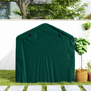 7' x 5' Garden Storage Tent, UV Resistant Bike Shed, Patio Storage Shelter with Roll-up Zipper Door, Outdoor Waterproof Carport Shelter for Bike, Motorcycle, Dark Green