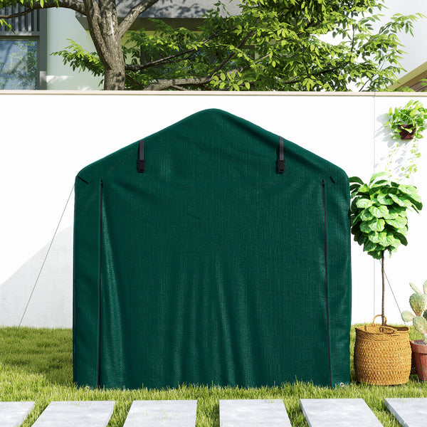 7' x 5' Garden Storage Tent, UV Resistant Bike Shed, Patio Storage Shelter with Roll-up Zipper Door, Outdoor Waterproof Carport Shelter for Bike, Motorcycle, Dark Green