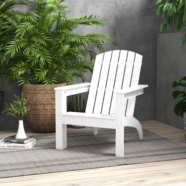 Adirondack Chair Patio Muskoka Chair, Outdoor Poplar Wood Fire Pit Chair, Pre-Assembled Backrest Chaise Adirondack with High-back, Large Seat, for Deck, Garden, White