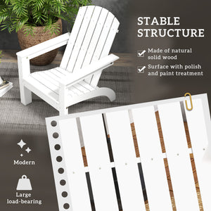Adirondack Chair Patio Muskoka Chair, Outdoor Poplar Wood Fire Pit Chair, Pre-Assembled Backrest Chaise Adirondack with High-back, Large Seat, for Deck, Garden, White