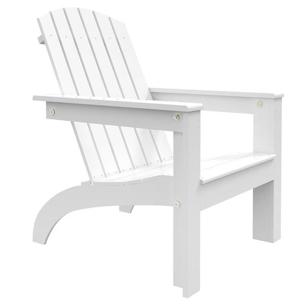 Adirondack Chair Patio Muskoka Chair, Outdoor Poplar Wood Fire Pit Chair, Pre-Assembled Backrest Chaise Adirondack with High-back, Large Seat, for Deck, Garden, White