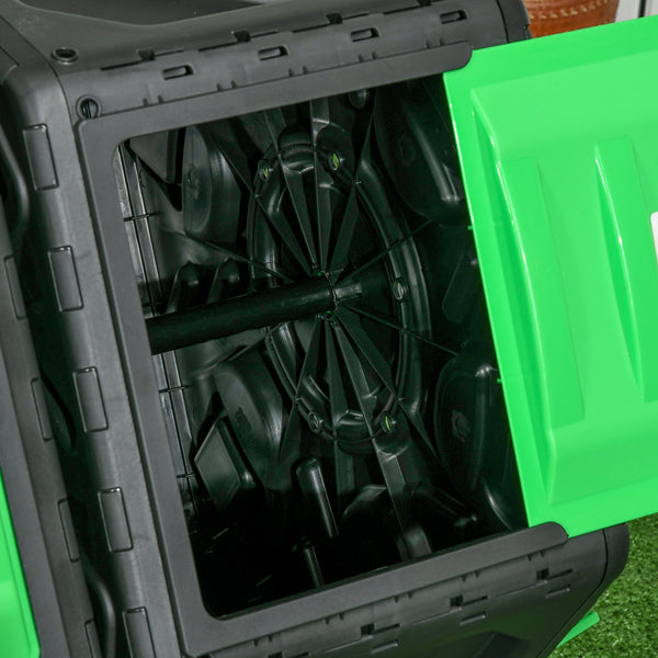Dual Chamber Garden Compost Bin, 130L Rotating Composter, Compost Maker with Ventilation Openings and Steel Legs, Green and Black