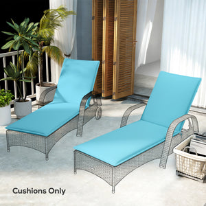 Outdoor Lounge Chair Cushion Set of 2, UPF50+ 200gsm Fabric and 25D High-Density Foam, Foldable Patio Chaise Lounge Cushion Set, Fade Resistant for Lawn Pool, 76" x 23", Light Blue