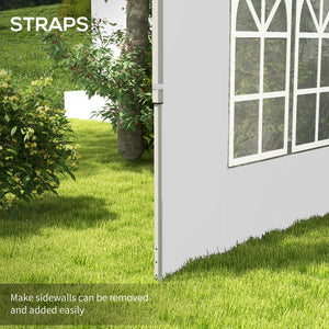 Gazebo Side Panels with Window for 3x3(m) or 3x4m Pop Up Gazebo, 2 Pack Sides Replacement, White