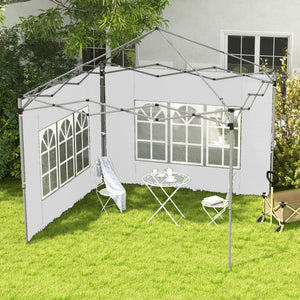 Gazebo Side Panels with Window for 3x3(m) or 3x4m Pop Up Gazebo, 2 Pack Sides Replacement, White