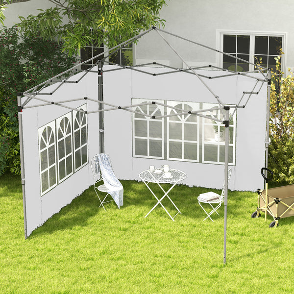 Gazebo Side Panels with Window for 3x3(m) or 3x4m Pop Up Gazebo, 2 Pack Sides Replacement, White