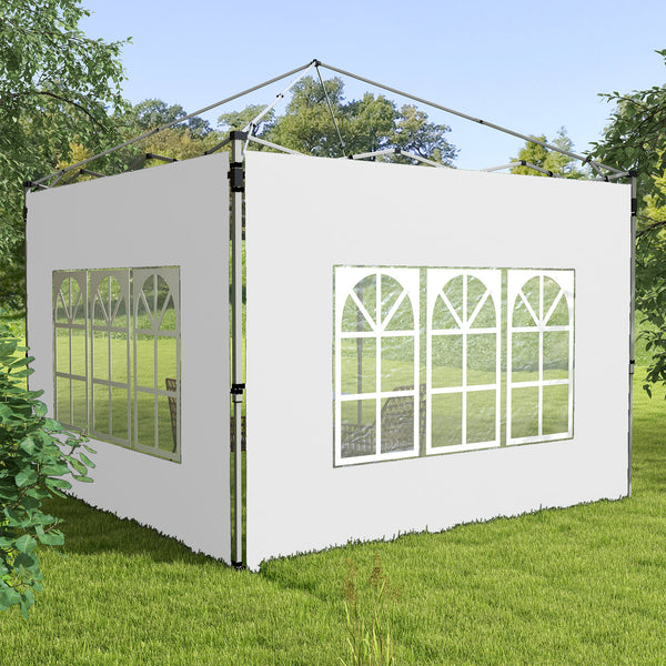 Gazebo Side Panels with Window for 3x3(m) or 3x4m Pop Up Gazebo, 2 Pack Sides Replacement, White