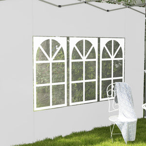 Gazebo Side Panels with Window for 3x3(m) or 3x4m Pop Up Gazebo, 2 Pack Sides Replacement, White