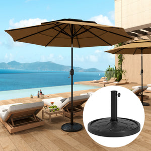 Outsunny Round Patio Umbrella Base, 26 lbs Resin Outdoor Umbrella Stand Base, Patio Umbrella Stand for 1.3"/1.5"/1.9" Umbrella Poles for Outdoor, Lawn, Poolside, Black