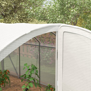 4 x 3 x 2m Polytunnel Greenhouse with Hinged Door, Walk-in Grow House Tent with UV-resistant PE Cover, Galvanised Steel Frame, Clamps, White