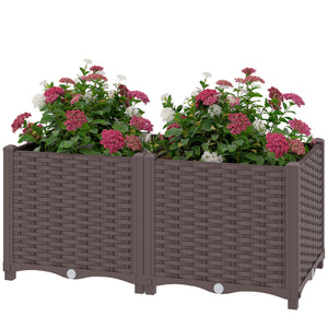 Plastic Raised Garden Bed with Legs, Self Watering Elevated Planter Boxes with Drainage Holes and Plugs, Easy Assembly Outdoor Planter Box for Vegetables, Flowers, Herbs, 80 x 40 x 37 cm
