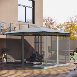 Replacement Mosquito Netting for Gazebo 10' x 10' Black Screen Walls for Canopy with Zippers for Parties and Outdoor Activities, Dark Grey