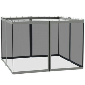 Replacement Mosquito Netting for Gazebo 10' x 10' Black Screen Walls for Canopy with Zippers for Parties and Outdoor Activities, Dark Grey