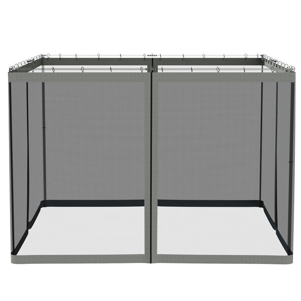 Replacement Mosquito Netting for Gazebo 10' x 10' Black Screen Walls for Canopy with Zippers for Parties and Outdoor Activities, Dark Grey