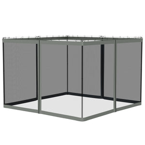 Replacement Mosquito Netting for Gazebo 10' x 10' Black Screen Walls for Canopy with Zippers for Parties and Outdoor Activities, Dark Grey