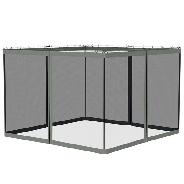 Replacement Mosquito Netting for Gazebo 10' x 10' Black Screen Walls for Canopy with Zippers for Parties and Outdoor Activities, Dark Grey