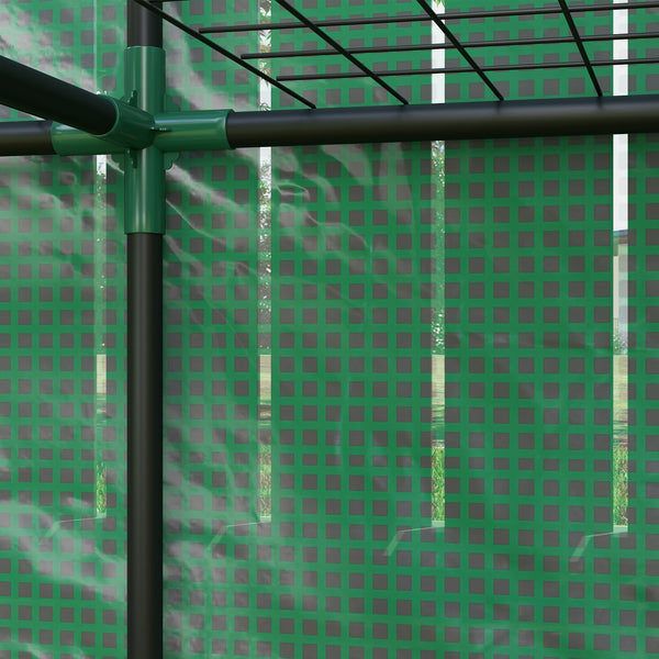 Lean-to Greenhouse with 3 Tier Shelves, 56.7" x 18.9" x 59.8" Portable Small Greenhouse with PE Cover, 2 Roll-Up Zippered Doors, for Indoor Outdoor Garden Backyard Balcony, Green