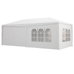 6 x 3(m) Gazebo Canopy Party Tent with 6 Removable Side Walls for Outdoor Event with Windows and Doors, White