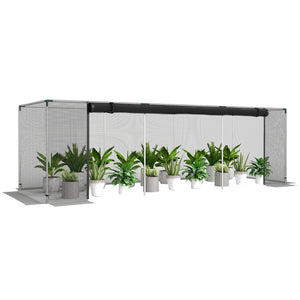 12' x 4' Crop Cage, Plant Protection Tent with Zippered Door and Galvanized Steel Frame, Fruit Cage Netting Cover for Garden, Yard, Lawn, Black