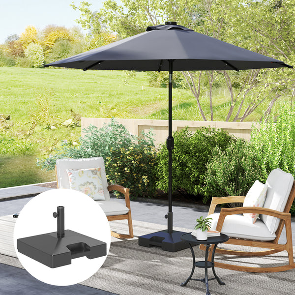 Patio Umbrella Base with Wheels Handle, Heavy Duty Outdoor Umbrella Stand Base, Filled Up to 73lbs with Stand or 57lbs with Water for Garden, Poolside, Black
