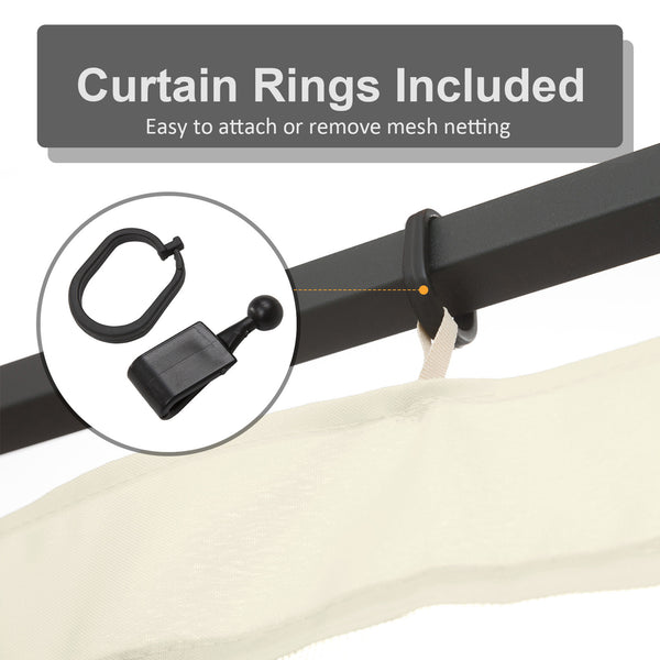 Replacement Mosquito Netting for Gazebo 10' x 12' Black Screen Walls for Canopy with Zippers for Parties and Outdoor Activities, Cream White