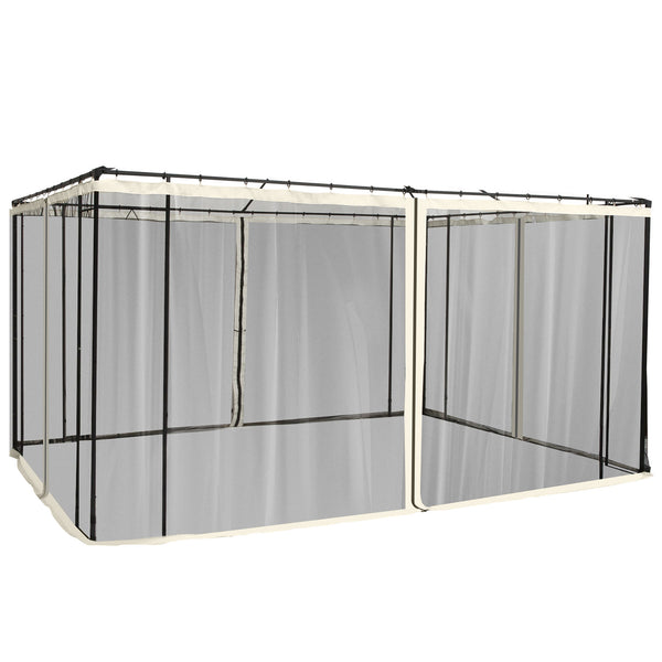 Replacement Mosquito Netting for Gazebo 10' x 12' Black Screen Walls for Canopy with Zippers for Parties and Outdoor Activities, Cream White