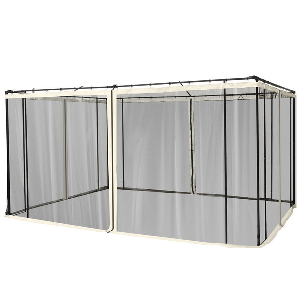 Replacement Mosquito Netting for Gazebo 10' x 12' Black Screen Walls for Canopy with Zippers for Parties and Outdoor Activities, Cream White