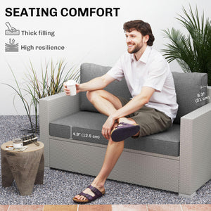 2 Seater Outdoor Seat Cushions with Backrest, Loveseat Double Sofa Outdoor Furniture Cushions, Fade-Resistant Replacement Patio Cushions for Indoor and Outdoor, Grey
