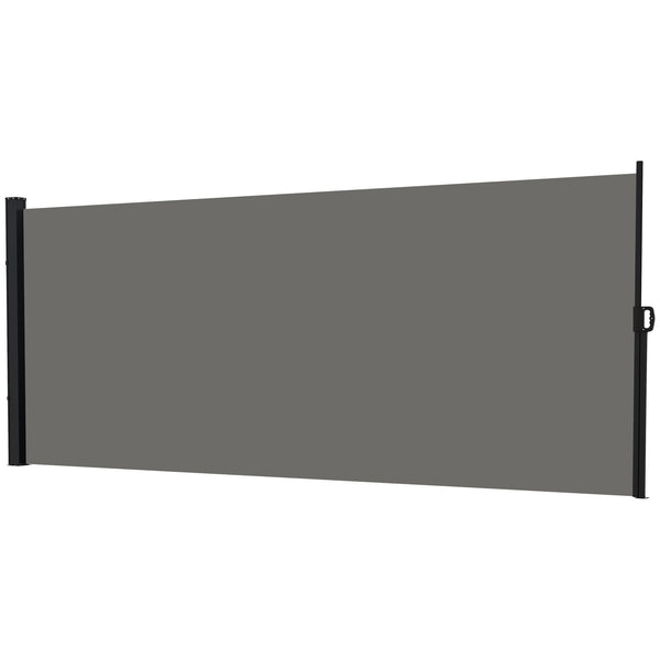 13' x 6' Retractable Side Awning, Garden Privacy Screen Divider, Full Cassette Windbreaker for Hot Tub, Balcony, Terrace, Pool, Dark Grey