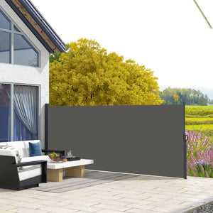 13' x 6' Retractable Side Awning, Garden Privacy Screen Divider, Full Cassette Windbreaker for Hot Tub, Balcony, Terrace, Pool, Dark Grey