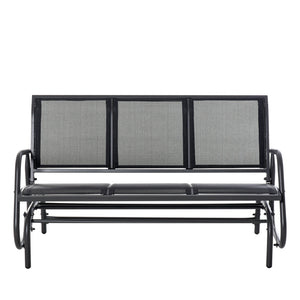 3-Seat Outdoor Glider Chair, Patio Glider Outdoor Rocking Chair with Steel Frame, Sling Fabric Seat for Garden, Backyard, Lawn, Black