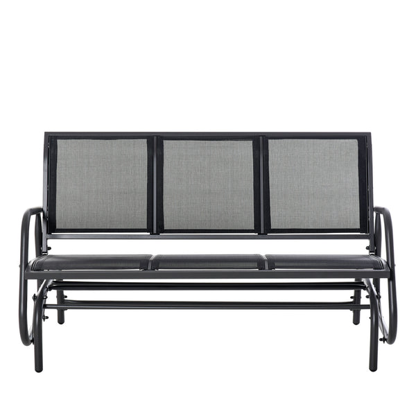 3-Seat Outdoor Glider Chair, Patio Glider Outdoor Rocking Chair with Steel Frame, Sling Fabric Seat for Garden, Backyard, Lawn, Black
