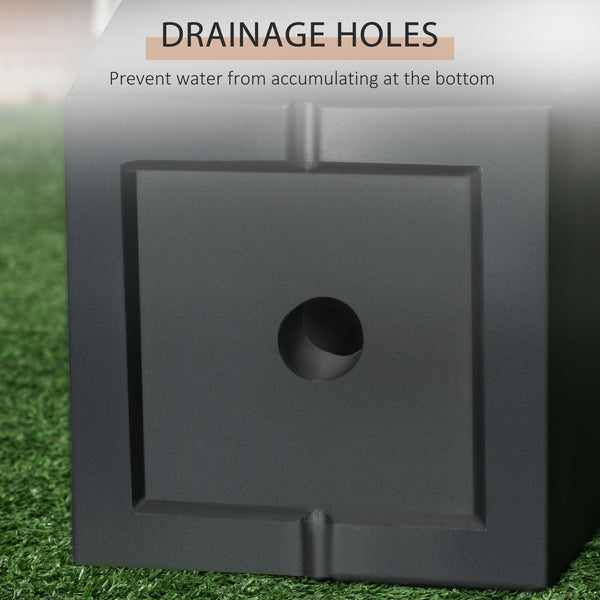 Set of 2 Tall Planters with Drainage Holes, 22" / 18" Outdoor Flower Pots for Patio, Yard, Garden, Black