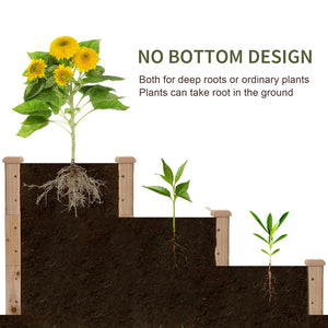 49"x49"x22" 3-Tier Raised Garden Bed Wooden Planter Kit Elevated Plant Box Stand for Yard & Patio, Natural