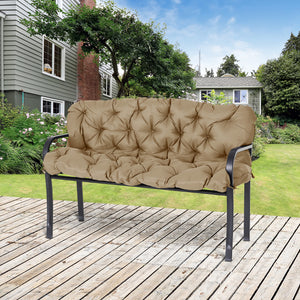Porch Swing Cushion Garden Bench Cushion with Backrest, Non-Slip 3-Seater Thick Pad, Swing Chair Mat Replacement for Indoor and Outdoor, 59.1" x 38.6", Khaki