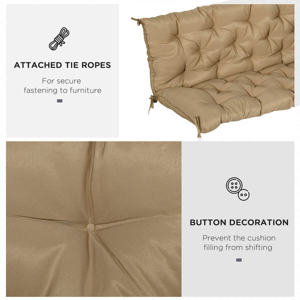 Porch Swing Cushion Garden Bench Cushion with Backrest, Non-Slip 3-Seater Thick Pad, Swing Chair Mat Replacement for Indoor and Outdoor, 59.1" x 38.6", Khaki