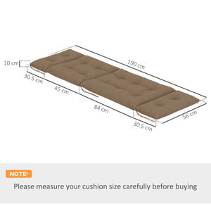 Sun Lounger Cushions Only, 190x56x10cm Garden Lounge Chair Cushions Set of 2, UPF20+ 220gsm Fabric, Thick Sunbed Replacement Pads with 6 Ties, Khaki