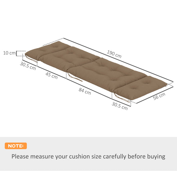 Sun Lounger Cushions Only, 190x56x10cm Garden Lounge Chair Cushions Set of 2, UPF20+ 220gsm Fabric, Thick Sunbed Replacement Pads with 6 Ties, Khaki