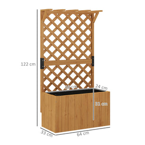Wooden Planter with Trellis, Freestanding Raised Garden Bed with Drainage Holes, Outdoor Planter Box with Liner for Vegetables, Herbs and Flowers, Natural