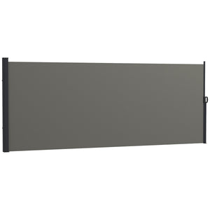13' x 5' Retractable Side Awning, Garden Privacy Screen Divider, Full Cassette Windbreaker for Hot Tub, Balcony, Terrace, Pool, Dark Grey