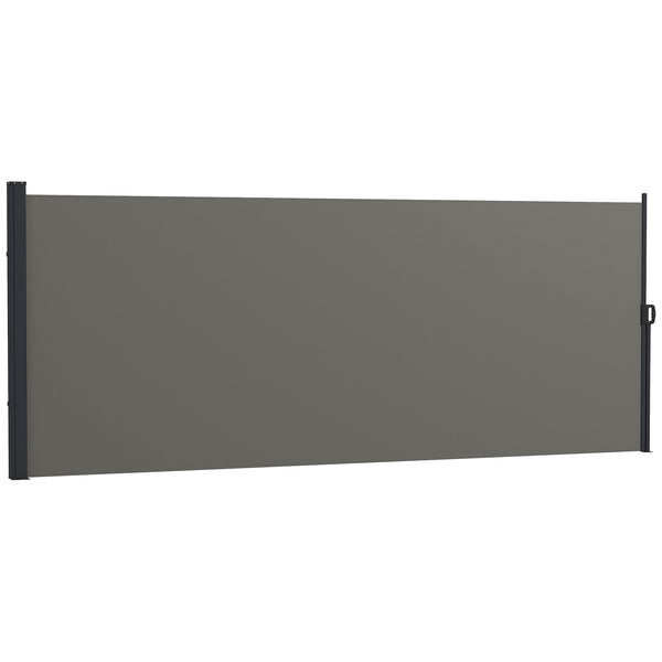 13' x 5' Retractable Side Awning, Garden Privacy Screen Divider, Full Cassette Windbreaker for Hot Tub, Balcony, Terrace, Pool, Dark Grey