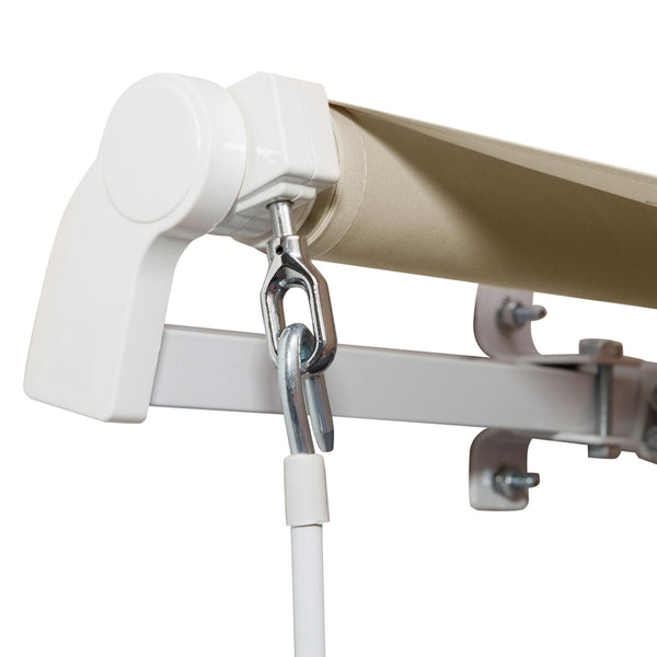12' x 8' Retractable Awning Patio Awnings Sun Shade Shelter with Manual Crank Handle, 280g/m² UV & Water-Resistant Fabric and Aluminum Frame for Deck, Balcony, Yard, Cream White