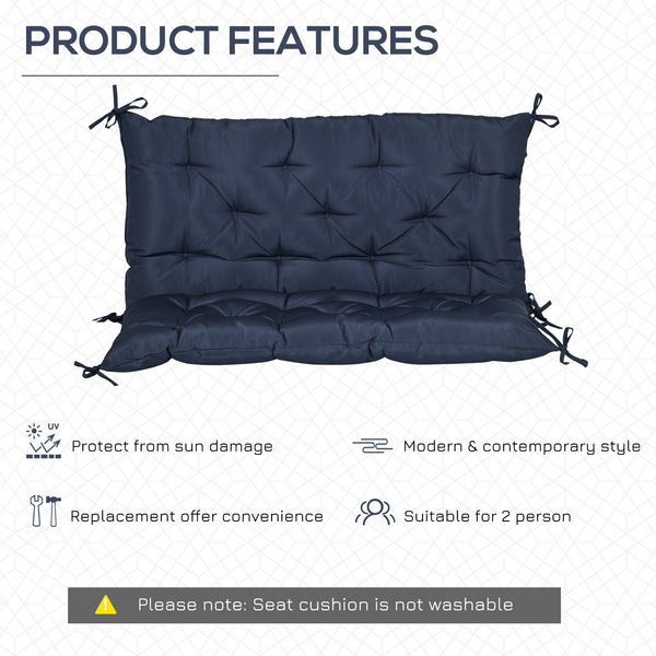 Porch Swing Cushion Garden Bench Cushion with Backrest, Non-Slip 2-Seater Thick Pad, Swing Chair Mat Replacement for Indoor and Outdoor, 39.4" x 38.6", Dark Blue