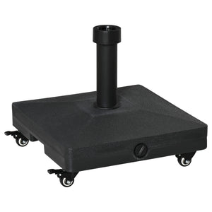 20kg Heavy Duty Garden Parasol Base Stand with Wheels Sand or Water Filled Patio Umbrella Base Square Outdoor Umbrella Stand Holder, Black