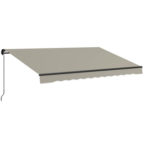  13' x 10' Retractable Awning, Patio Awning Sunshade Shelter with Manual Crank Handle, 280gsm UV Resistant Fabric and Aluminum Frame, for Balcony, Yard, Light Grey