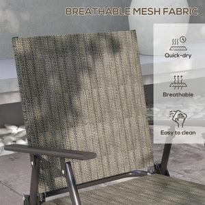 Outdoor 4 Pieces Patio Furniture Set with Breathable Mesh Fabric Seat & Backrest, Garden Set with Two Foldable Armchairs, a Loveseat & Glass Top Table, Mixed Brown