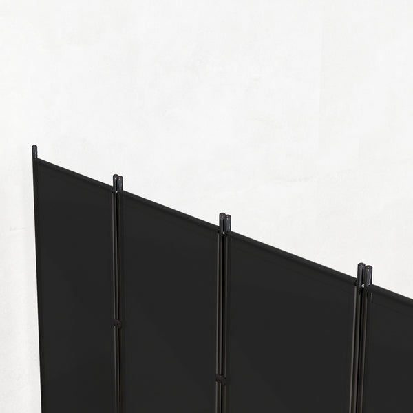 6 Panel Folding Outdoor Privacy Screen, 5.7FT Tall Room Divider with UV30+ Protection, Freestanding Privacy Panel Partition with Stable Base for Indoor Outdoor, Black