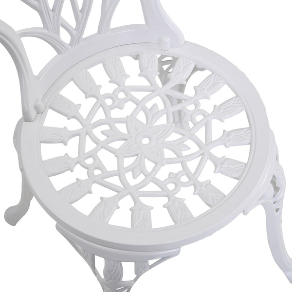 3 Piece Patio Bistro Set for 2, Outdoor Aluminium Garden Table and Chairs with Umbrella Hole for Balcony, White